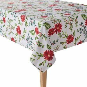Poinsettia Stain-Resistant Microfiber Tablecloth
